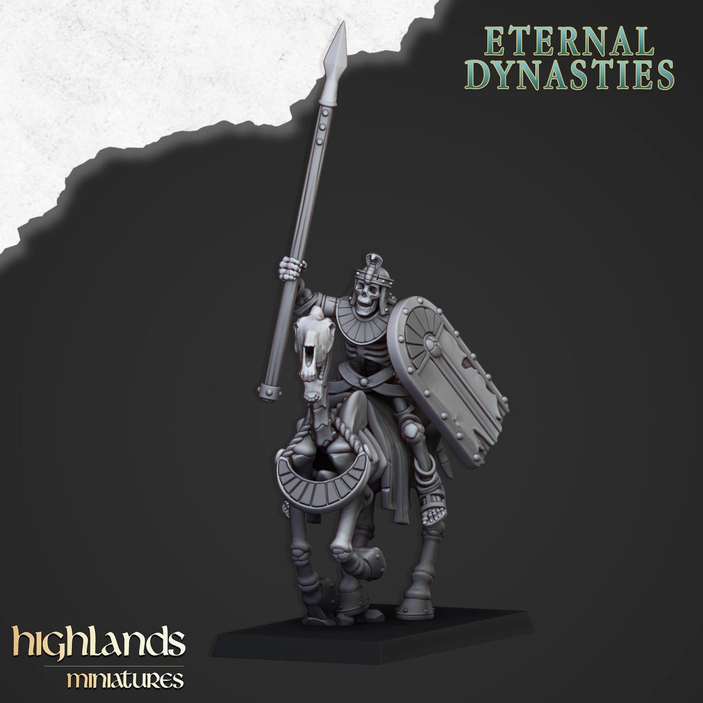 Ancient Skeletal Cavalry with Spears - Highlands Miniatures