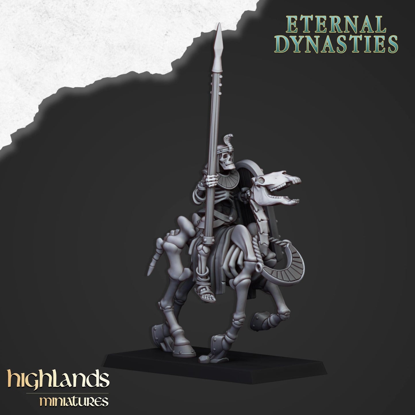 Ancient Skeletal Cavalry with Spears - Highlands Miniatures