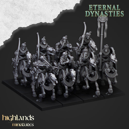 Ancient Skeletal Cavalry with Bows - Highlands Miniatures