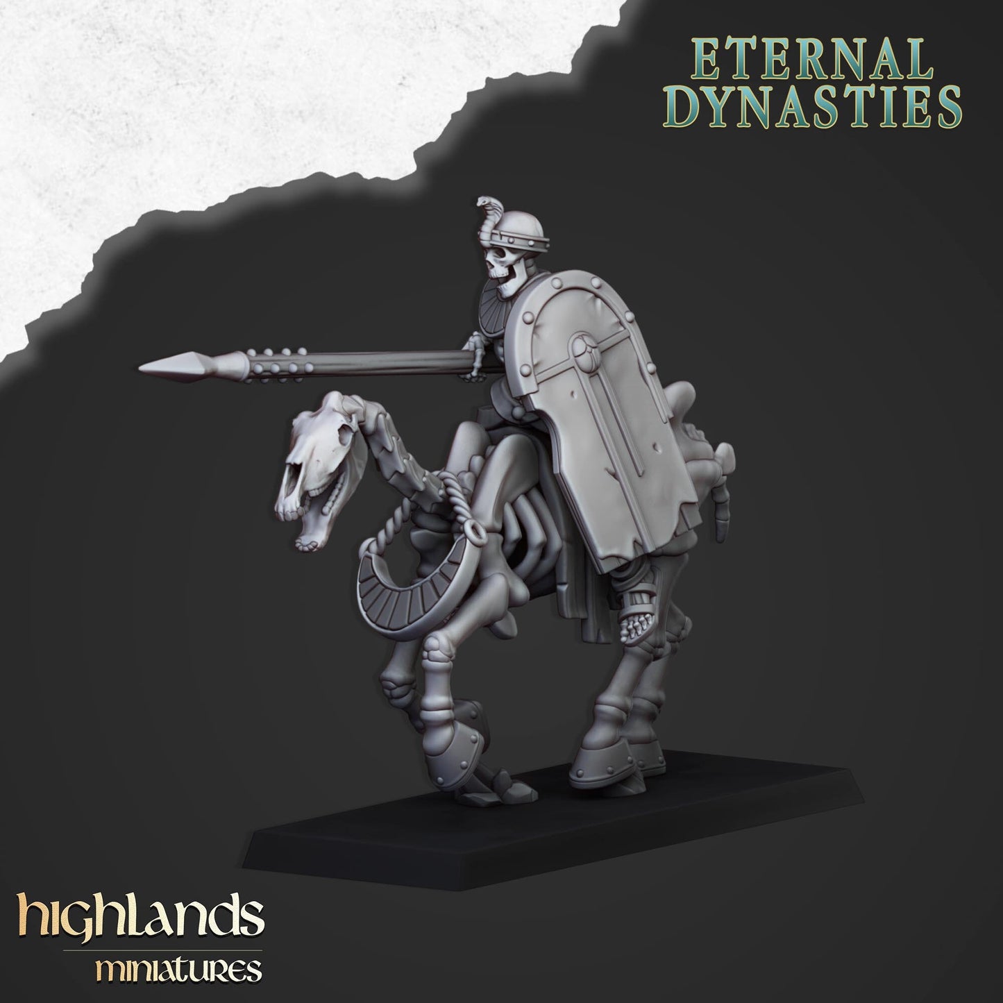 Ancient Skeletal Cavalry with Spears - Highlands Miniatures