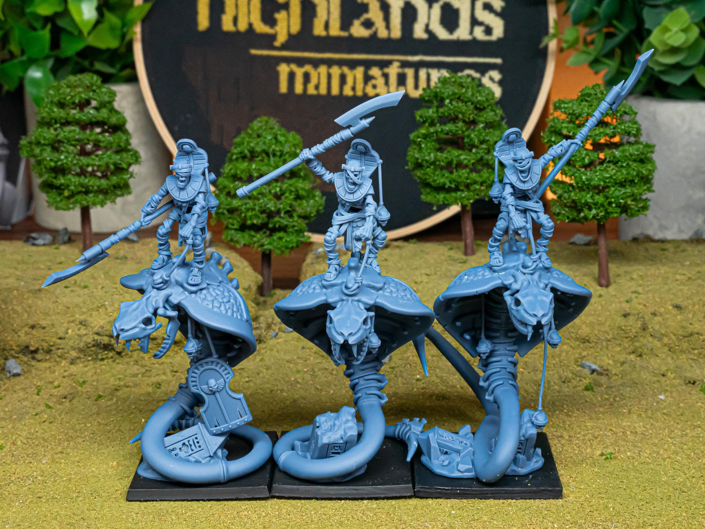 Mounted Ancient Guard on Great Snakes - Highlands Miniatures
