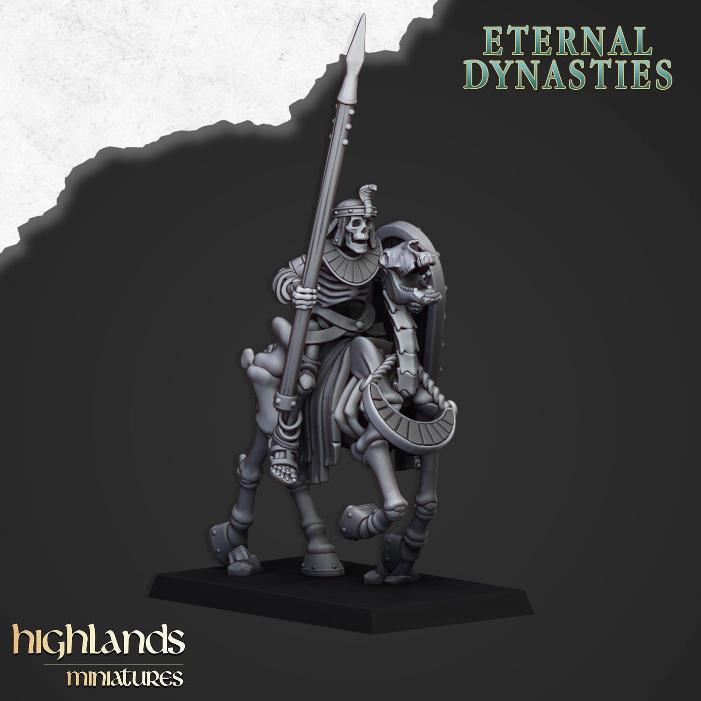 Ancient Skeletal Cavalry with Spears - Highlands Miniatures